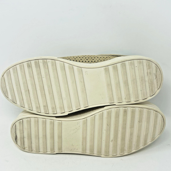Overland Keri Platform Sneakers Size 39 8.5 Tan Perforated Suede Leather - Picture 14 of 15